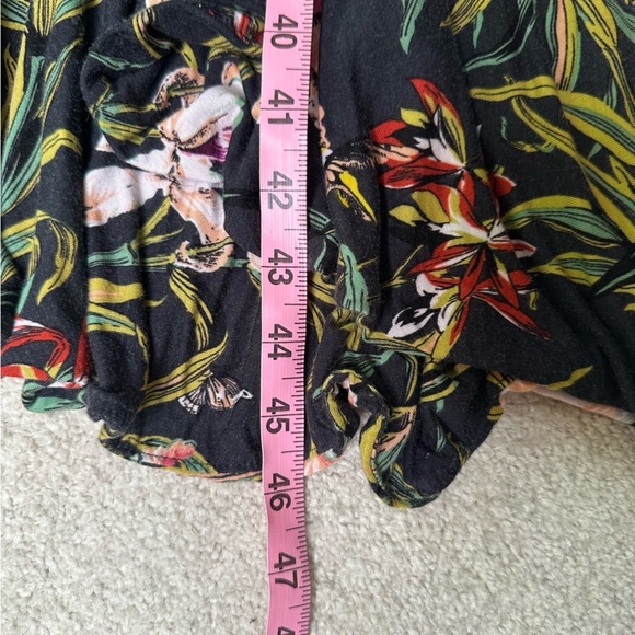 Anthropologie Maeve Gabriela Black Floral Ruffle Faux Wrap Dress, Size Medium - Picture 10 of 12